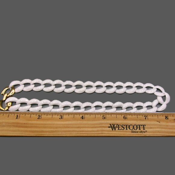 Vintage Early Napier White Metal Enamel Necklace, Curb Link - Picture 7 of 7